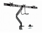 Arm for 3 monitors 13--27- - Gembird MA-DA3-03, Monitor desk mount with single arm for 3 monitors, Steel (1.35 mm), Gas spring 1-6kg, VESA 75/100, arm rotates, extends and retracts, tilts to change reading angles, matt black